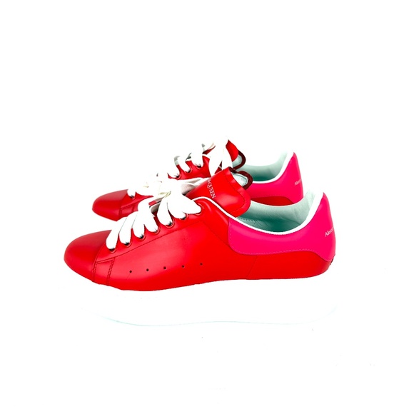 Alexander McQueen Larry Red Pink Leather Sneakers 38, 8 - Picture 5 of 11